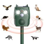 Animal Deterrent, Solar Powered Animal Deterrent Devices, Outdoor Bird Deterrent with Flashing Light for Deer Skunk Squirrel Raccoon Deterrent Cat Deterrent for Farm Yard Sound Frequency 18kHZ
