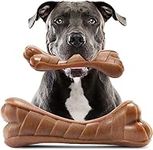 Devolamn Dog Toys, Indestructible Dog Chew Toys for Aggressive Chewers, Durable Tough Interactive Nylon Real Beef Flavor Outdoor Anxiety Relief Extreme Teething Bone Chew Toys for Large Medium Dogs