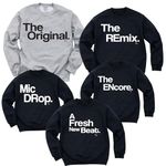 The Original, The Remix, The Encore ® Collection Family Matching Holiday Sweatshirts, The Remix - Black, 18 Months