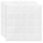 DEWOO Stick on Wall Tiles,Self Adhesive Wall Tile White Subway Metro Checkered Square,(12"×12",10 Sheet)