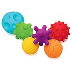 INFANTINO - Textured 6 Piece Multi Ball Set for Babies and Toddlers - Multiple-Colors - Sizes & Shapes - Soft Tactile Balls for Sensory Exploration and Engagement - Ages 6 Months Plus