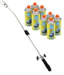 Weed Wand Killer with Adjustable Flame - Blowtorch Butane Gas Destroys Garden Moss, Fungus, De-Icing, Lighting BBQ's - Weed Zapper with Cordless Design (Weed Wand + 8 Canisters)