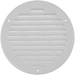 ECOPRO VENT White Metal 5'' Inch Round Ventilation Grille - Inside/Outside use - (Grille: 5''Ø/Cover Area: 6.25''Ø) - Air Vent Louver - Available 4 Sizes / 2 Types / 1 Color.