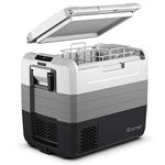 COSTWAY Portable Car Refrigerator, -14.8°F to 50°F, 70-Quart Compressor Travel Fridge with Two-Way Open Door, Operating Panel, Groove Design, Compact RV Cooler and Freezer