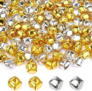 Augshy 100 Pieces Jingle Bells 4/5Inch Craft Bell Bulk for Christmas Home and Pet Decorations Xmas Decor Party Favors Supplies (Gold and Silver)