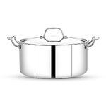 Maxima Triply Cookware Saucepot | Compatible with Induction and Gas | Heat Resistant Riveted Handle | Fast Cooking | Triple Layer Stainless Steel | Size - 18 CM Capacity - 2.2 LTR