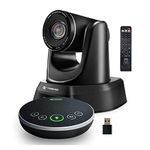 TONGVEO Conference Room Camera System, All-in-One Video and Audio Conferencing System Bundle 1080P 60fps 3X Optical Zoom USB3.0 HDMI PTZ Camera and Bluetooth Conference Speaker with Microphones