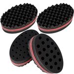 4 Pcs Big and Small Holes Hair Sponge Brushes, Afro Coils Hair Curls Brushes, Barbers Wave Hair Twist Sponge Brush, Double Sides Hairbrushes for Twists and Dreads, Home and Barber