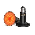 GlowUp 100W Ceramic Heat Bulb for Reptile, No Light, Heat Up Fast Reptile Heat Lamp Bulb, E27 Black Ceramic Heat Emitter for Reptile Turtle Chameleon Puppy Bearded Dragon Lizard Chick-2Pack