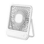 PONICOR 7.5-inch Portable USB Desk Fan with 180° Tilt Foldable and 3 Speed Adjustable, Strong Wind and Rechargeable Personal Fan for Travel Home Office