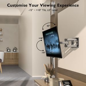 BONTEC Full Motion TV Wall Bracket for 23–70" LED LCD OLED – Double Arm, Swivel, Tilt, 45kg, VESA 400x400