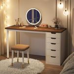 Tribesigns 47 inches Vanity Desk with 5 Drawers, Rustic Brown Makeup Vanity Table Dressing Table with Storage, Modern Simple Computer Desk for Women, Girls