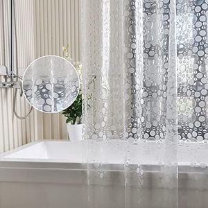 zokyer Clawfoot Tub Shower Curtain Wrap Around Round 180x70 Inch Clear Bathtub Liner Extra Wide Surround Oval Translucent All Polka Dot Decor Bathroom Panel PEVA Vinyl Plastic Hooks 31 Pack