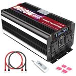 LVYUAN 3000W Power Inverter DC 12V to 240V AC Converter 6000W Peak with 2 AC Sockets 1 USB, LCD Display and Wireless Remote Control, for Car Caravan Camping Boat Converter