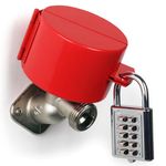 Metal Outdoor Water Spigot Lock OutdoStainless Steel Hose Lock with Password Padlock, Outdoor Hose Lock Cover Gate Valve Lock Propane Tank Locking Device （Red）