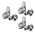 3 Pack Cabinet Locks with Keys, 5/8" Cam Locks Keyed Alike, RV Storage Lock for RV Compartment Door Mailbox Toolbox Locks Replacement Set, Chrome