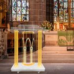 SIERINO Acrylic Podium Lecture Table - Acrylic Conference Pulpit Stand Podium School Church Office Lectern Stand with Multi-Purpose Platform