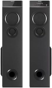 Philips Audio SPA9085 2.0CH 100W Multimedia Tower Speakers with Wireless Microphone,Multi-Connectivity Option with Supporting USB, AUX, FM,Mic & Thumping Bass with Karaoke(Black)