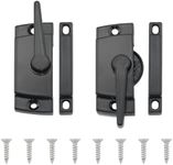 ITROLLE 2PCS Black Solid Metal Vinyl Window Sash Locks Window Sash Locks and Keeper Double Hung Window Latch Lock Replacement Security for Vertical and Horizontal Sliding Windows with Screws