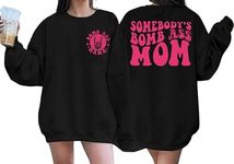 UNIQUEONE Oversized Mama Sweatshirt Women Funny Mom Letter Print Long Sleeve Mom Life Casual Crewneck Pullover Tops, Black, Large