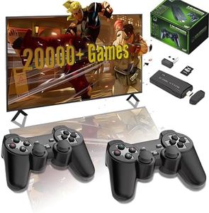 TRAPOTS Wireless Retro Gaming Console with 20,000+ Games Retro Game Stick 4k HDMI Output, and 2.4GHz Wireless Controller Video Games with Built-in 9 Game Emulators for TV Plug and Play, Black 64g