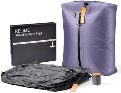 Relime Classic Series Vacuum Bags for Travel Luggage with Wireless Pump, Compression Bags for Carry On Suitcases and Backpack, Vacuum Seal Packing cube for Cloth Packing (2PC + PUMP Gray & Lavender)