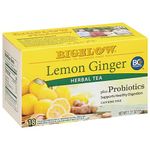 Bigelow Lemon Ginger with Probiotics, 18 Count Box, Pack of 6 Boxes, 108 Tea Bags Total