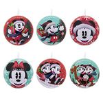 Hallmark Disney Mickey Mouse and Disney Minnie Mouse Tin Ball Christmas Ornaments, Set of 12