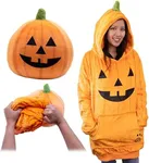 Plushible Wearable Blanket Hoodie Oversized Long Sleeve Sweatshirt Front Pocket Cozy Gifts for Adult Women Men Pumpkin Halloween Snugible Pillow