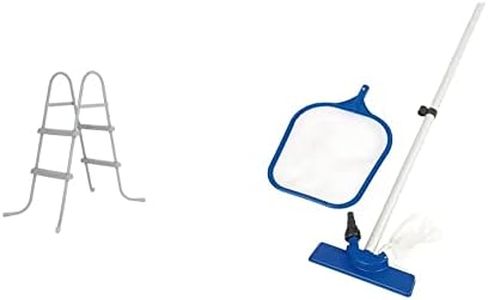 Bestway Swimming Pool Ladder, 33" Swimming Pool Ladder with Steps, Easy to Assemble Pool Steps and | Flowclear Maintenance Kit | Above Ground Swimming Pool, Pool & Hot Tub Vacuum Cleaner | 80” / 2.03m