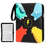 PATPAT® Poke-mon Binder, Cards Collector Album Holder for 400 Poke-mon Cards Cartoon Prints Zipper Bag Trading Card Binder Collection Bag Game Card Case Gift for Kids Boys Girls