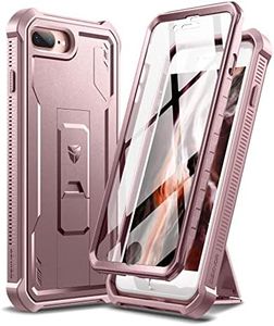 Dexnor for Apple iPhone 7 Plus/8 Plus Case, [Built in Screen Protector and Kickstand] Heavy Duty Military Grade Protection Shockproof Protective Cover for Apple iPhone 7 Plus/8 Plus - Baby Pink
