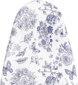 MinoCino Grande Housses pour tables à repasser 150x55cm, housse de planche à repasser avec rembourrage en feutre de 6mm d'épaisseur, cordon de serrage, fermetures auto-agrippantes, floral et papillons