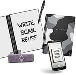 ROCKETBOOK Reusable Digital Notebook - Smart Notepad A5 Grey Camo - Spiral Note Book To Do List, Lined Paper with Frixion Erasable Pen and Wipe, Office Gadget App Reduce Paper Waste