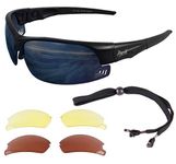 Rapid Eyewear Edge Black PILOT SPEC SUNGLASSES Interchangeable Lenses for Men & Women. Comply with CAA Recommendations. Also for Sports Inc. Cycling, Running, Tennis