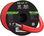 GearIT 12 Gauge Silicone Wire 600V (Red - 50 Feet) 12AWG Tinned OFC Oxygen Free Copper Stranded Soft Flexible Wires for Primary, Electrical, Car/Auto, Trailer, Amp - 12ga 50ft