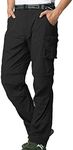 Jessie Kidden Mens Hiking Cargo Trousers Convertible Quick Dry Lightweight Zip Off Outdoor Fishing Travel Safari Walking Pants, 225 Black, 34