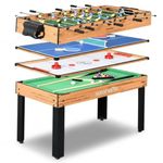 SereneLife 4-in-1 Multi-Game Table - 48" Sports Arcade, Ping Pong, Air Hockey, Pool, Foosball - Indoor/Outdoor Table for Family, Kids & Adults - Includes Accessories