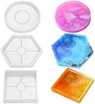 SourceTon Pack of 3 DIY Coaster Silicone Mold, Resin Molds Include Round, Square, Hexagon, Molds for Casting with Resin, Cement.