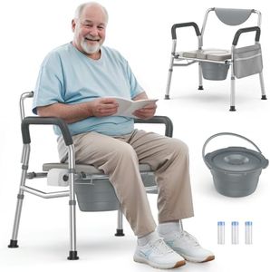 Hybodies Heavy Duty Bariatric Commode, 4-in-1 Portable Bedside Commode or Over-Toilet Chair, Extra-Wide | Adjustable Height | Easy to Clean, Handicap Commode Chair for Eldery, Disabled People