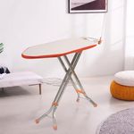 Kuber Industries Pack of 2 Foldable & Height Adjustable Ironing Table for Home with Heat Resistant Holder/Tray | Anti Skid Press Board | Space Saving Iron Stand with Wire Mesh | Orange