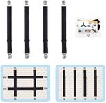 4Pcs Adjustable Bed Sheet Straps Clips, Elastic Mattress Sheet Fasteners Holder and Suspenders, Grippers to Hold Sheet, Mattress, Sofa, Couch, Table Cloth, Recliner Ironing Board Cover and More… (4PCS-Black1)