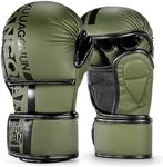 KUANG QUAN MMA Gloves Open Palm Sparring & Grappling Mitts,Martial Arts for Men & Women,Combat Sports,MMA, Boxing, Muay Thai, Kickboxing (Army Green, Large)