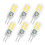 SCNNC G4 Bi Pin LED Bulb 3W 12V, 16xSMD 300LM Cool White 6000K, Not Dimmable, 25W Halogen Bulb Equivalent, LED G4 Capsule Bulb for Chandelier, Landscape Lighting, Bedroom, Pack of 6