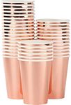 Juvale 36 Pack Rose Gold Paper Cups Disposable for Wedding, Baby Shower, Engagement Party (12 oz)