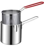 BBD kitchen shop Small Deep Frying Pot with Basket 1200ml Stainless Steel Fryer Pot with Long Handle Mini deep Oil Fryer (Pack of 1)