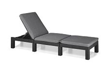 Allibert by Keter Daytona Deluxe Outdoor Garden Sun lounger - Graphite with Grey Cushions