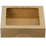 ONE MORE 10inch Natural Kraft Bakery Pie Boxes with PVC Windows,Large Cookie Box 10x10x2.5inch 12 of Pack (Brown,12)