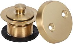 PRIMSOPH Lift Turn Tub Drain Trim Kit with Two Hole Overflow Faceplate Conversion Kit Assembly Universal Fine Coarse Thread Replacement Brushed Gold