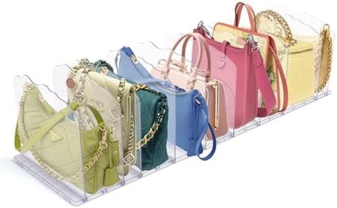 Purse Storage Organizer for Closet, Purse Organizer for Women, Acrylic Shelf Divider Purses Holder, Clear Clutch Bag Organizers, Adjustable Handbag Separator Divider Rack for Bathroom Office Bookshelf
